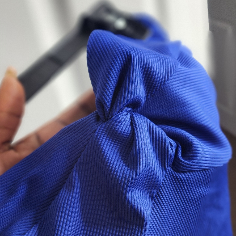 Express Vibrant Blue Ribbed Top - Picture 2 of 5